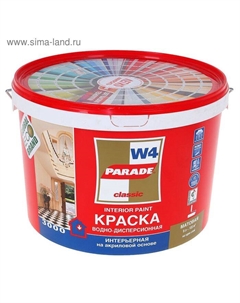 Краска акриловая интерьерная W4, база С, бесцветная, 9 л Parade