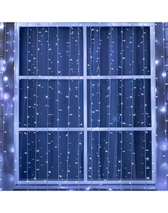 Гирлянда «Занавес», 2×7.4 м, IP44, УМС, 3 Вт, LED 1480/370, 220 В, мерцание, свечение белое Luazon lighting