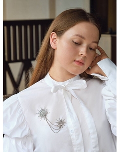 Брошь «Сияние» с цепочками, цвет белый в серебре Qf