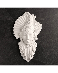 Венецианская маска «Девушка», панно под роспись, гипс, 30 см Хорошие сувениры