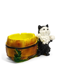 Фигурное кашпо для цветов «Котёнок с бочкой», 500 мл, 23×14×15 см, гипс Хорошие сувениры