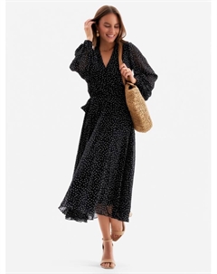 Платье с поясом миди женское, размер 42, чёрное Mist