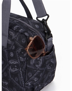 Сумка дорожная на молнии, 4 наружных кармана, длинный ремень, серая Lucky mark