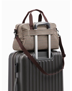 Сумка дорожная на молнии, 4 наружных кармана, держатель для чемодана, длинный ремень, бежевая, коричневая Lucky mark