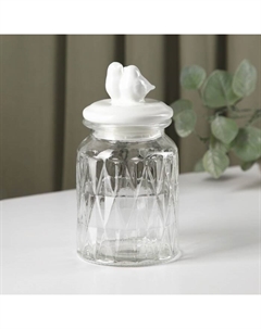 Банка стеклянная для хранения сыпучих продуктов «Голубки», 800 мл, 11×20 см, с керамической крышкой Доляна