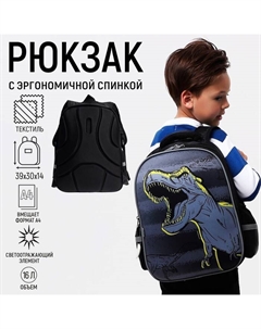 Рюкзак школьный, каркасный, 39×30×14 см «Динозавры» Calligrata