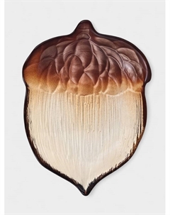 Блюдо сервировочное «КРАСКИ ОСЕНИ. ЖЁЛУДЬ», 17 см, стекло, коричневое Akcam