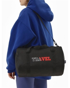 Сумка дорожная на молнии, с подкладкой, длинный ремень, маленький размер, чёрная Textura