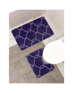 Набор ковриков для ванной и туалета «. Виньер», 2 шт., 44×50, 50×80 см, синий Доляна