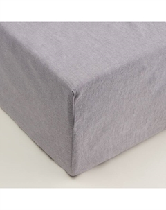 Простыня на резинке евро SL Home «Деним», 200×200+30 см, серая, жатый хлопок Sima-land home