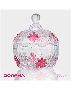 Сахарница «Венеция листва», 300 мл, 10×12.5 см, с крышкой, стекло, прозрачная Доляна
