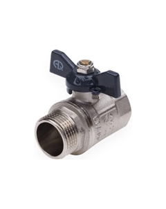 Кран шаровой AQUALINK, PN 50, внутренняя/наружная резьба 3/4", бабочка, никелированный Aqualink