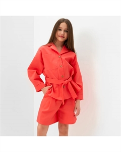 Костюм для девочки (Рубашка и шорты), красный, рост 146 см Minaku