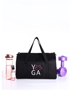 Сумка спортивная на молнии с подкладкой, длинный ремень, маленький размер, с принтом, чёрная Textura