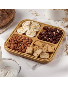 Менажница «Цветение», 4 секции, 24,5×24,5 см, бамбук Доляна