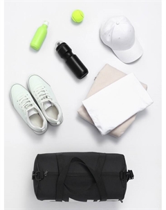 Сумка спортивная на молнии, с подкладкой, длинный ремень, маленький размер, с акцентным принтом, чёрная Textura