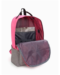 Рюкзак школьный на молнии, с карманами, однотонный, размер 30×10×41 см, розовый/серый Fulldorn