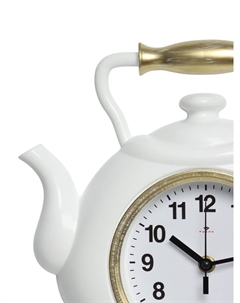 Часы настенные, интерьерные для кухни "Чайник", бесшумные, 27 х 28.5 см, белые Рубин