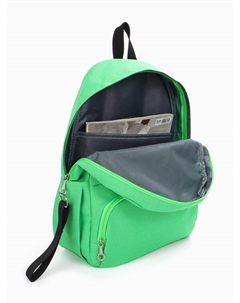 Рюкзак школьный на молнии, с карманами, однотонный, размер 30×10×41 см, зелёный Fulldorn