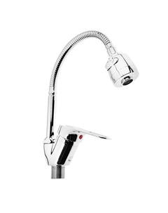 Смеситель для кухни "Эверест" B58-025, однорычажный, гибкий излив, хром