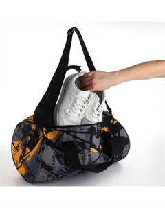 Сумка спортивная на молнии, регулируемый ремень, средний размер, серая/жёлтая Textura