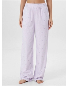 Брюки домашние женские лиловые в полоску с принтом Mark formelle