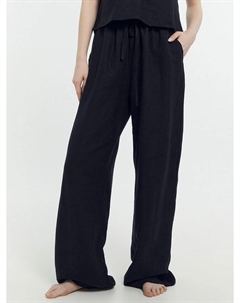 Брюки женские домашние из вискозы и льна в черном цвете Mark formelle