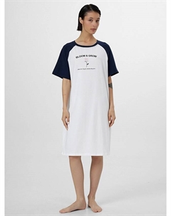 Сорочка ночная женская белая с надписью "bloom&grow" Mark formelle