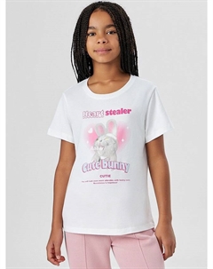 Футболка для девочек белая с принтом "cute bunny" Mark formelle