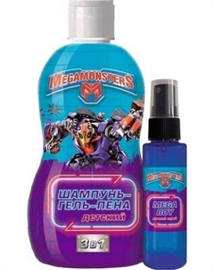 Набор косметики детской Megamonsters Отважный герой Шампунь-гель 3в1+Спрей Mega Boy