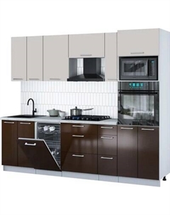 Кухонный гарнитур Интерлиния Мила Gloss 2.55-ПМ3