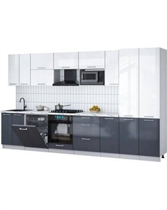 Кухонный гарнитур Интерлиния Мила Gloss 3.6-ПМ2