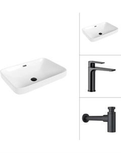 Умывальник со смесителем Lauter 21441B + Reef 21CK678BS с сифоном 21635B