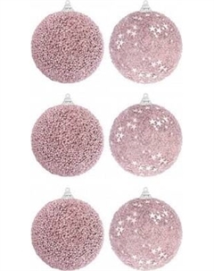 Набор шаров новогодних Elan Gallery Розэ с глиттером / 970127 Elan gallery