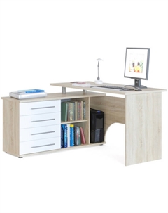 Компьютерный стол КСТ-109 левый (дуб сонома/белый) Сокол-мебель