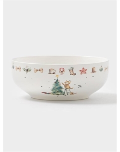 Салатник новогодний «Волшебный праздник», 580 мл, 15.5×6 см, фарфор, белый Доляна