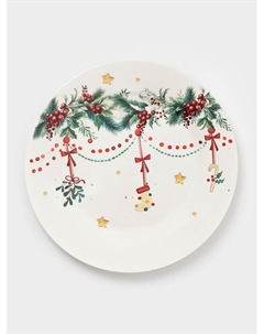Тарелка «Новогодние подарки», d=25.5 см, фарфор, белая Доляна