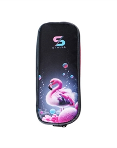 Пенал мягкий, 2 отделения, объёмный, 90 х 220 х 40 мм, "Фламинго" серый/розовый 86225 Stavia