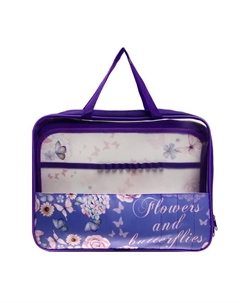 Папка для труда А4, 335 х 260 х 60 мм, с ручками, текстильная, ПВХ, ПТР-111 "Цветы и бабочки" Тпк пчелка