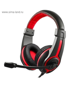 Наушники с микрофоном Oklick HS-L200 2м мониторы оголовье (Y-819) черный/красный