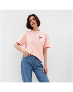 Футболка женская HEART, персиковая, размер 52 Minaku