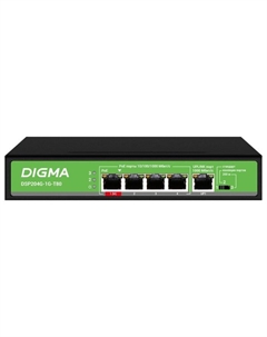Коммутатор Digma DSP204G-1G-T80 5x1Гбит/с 4PoE 4PoE+ 1PoE++ 80W неуправляемый
