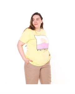 Футболка женская с принтом STAY Golden, жёлтая, размер 52 Comfort