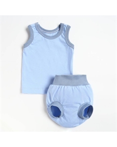 Комплект (майка, трусы на подгузник) детский, цвет голубой, рост 62 см Si baby