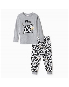 Пижама для девочки, серая, рост 98 см Ohana kids