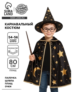 Карнавальный набор «Мудрый волшебник»: плащ, шляпа, очки, палочка Волшебная маска