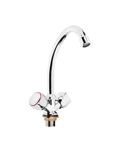 Смеситель для кухни Accoona A4680, двухвентильный, с гайкой, силумин, хром