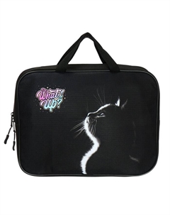 Папка с ручками текстильная А4, 355 х 270 х 75 мм, "Кошка" чёрная Stavia