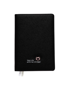 Ежедневник недатированный A5, 160 листов, . Be happy!, твёрдая обложка из искусственной кожи с поролоном, кремовый блок 70 г/м2, чёрный Devente