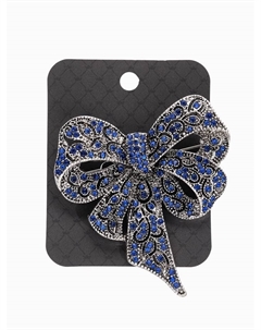 Брошь «Бант» узорчатый, цвет бело-синий в чернёном серебре Qf
